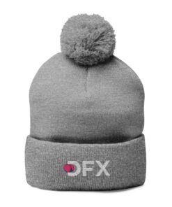 DFX Embroidered Pom-Pom Knit Cap