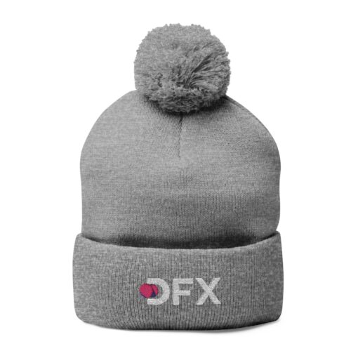 DFX Embroidered Pom-Pom Knit Cap